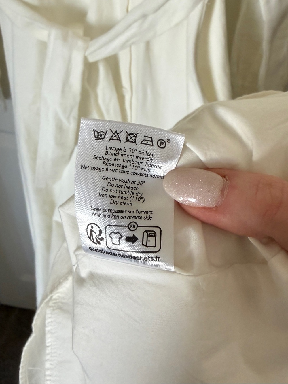 Sezane Cream Embroidered Linen Dress - Belted Shirt Dress - Picture 9 of 9